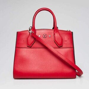 Louis Vuitton Red Smooth Leather City Steamer PM Bag